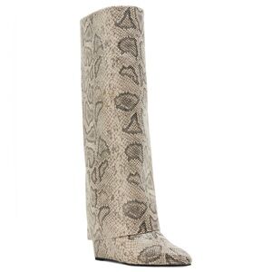 Evander Fold-Over Cuffed Knee High Wedge Dress Boots